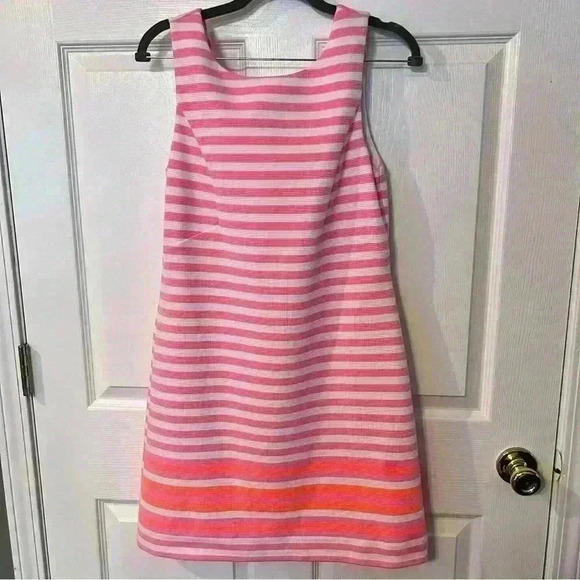 Lilly Pulitzer Eden Tropical Pink Pout Ottoman Striped Shift Dress Size Small - Picture 3 of 8